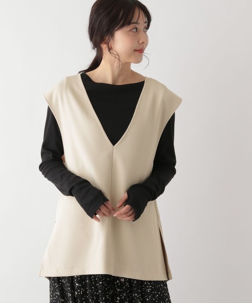 GLOBAL WORK（グローバルワーク）の「深Ｖネックベスト/深Ｖネックベスト（ベスト・レディース・ダークブラウン/オフホワイト/ブラック・FREE）」の8枚目の写真