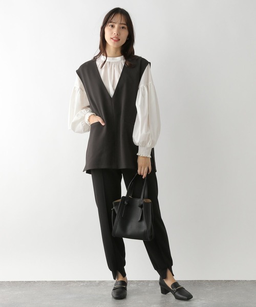 GLOBAL WORK（グローバルワーク）の「深Ｖネックベスト/深Ｖネックベスト（ベスト・レディース・ダークブラウン/オフホワイト/ブラック・FREE）」の11枚目の写真