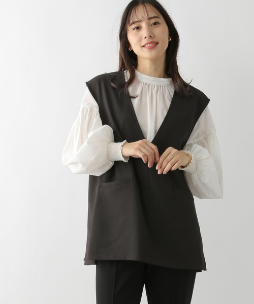 GLOBAL WORK（グローバルワーク）の「深Ｖネックベスト/深Ｖネックベスト（ベスト・レディース・ダークブラウン/オフホワイト/ブラック・FREE）」の14枚目の写真