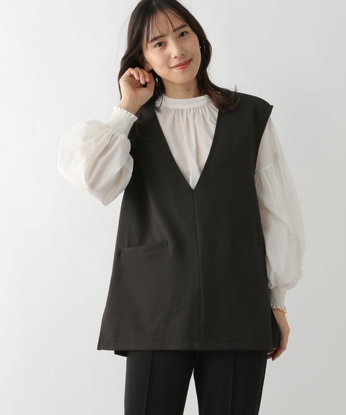 GLOBAL WORK（グローバルワーク）の「深Ｖネックベスト/深Ｖネックベスト（ベスト・レディース・ダークブラウン/オフホワイト/ブラック・FREE）」の15枚目の写真