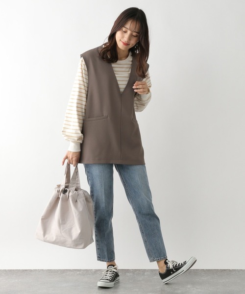 GLOBAL WORK（グローバルワーク）の「深Ｖネックベスト/深Ｖネックベスト（ベスト・レディース・ダークブラウン/オフホワイト/ブラック・FREE）」の17枚目の写真