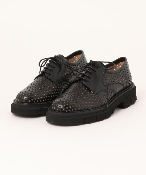 Luca Grossi(ルーカグロッシ)の「【LUCA GROSSI】ラウンドトウパンチングレザーシューズ(L31607)(ドレスシューズ・レディース・ホワイト/ブラック・38/37/39/36)」の2枚目の写真