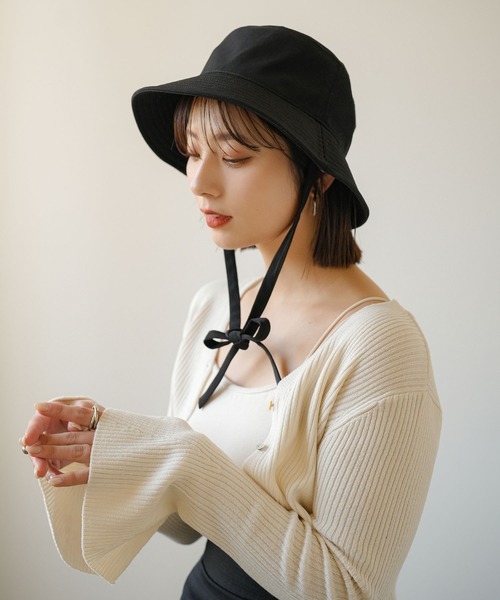 rectangle（レクタングル）の「2WAYリボンバケットハット（ハット・レディース・ブラック/アイボリー・FREE）」の4枚目の写真