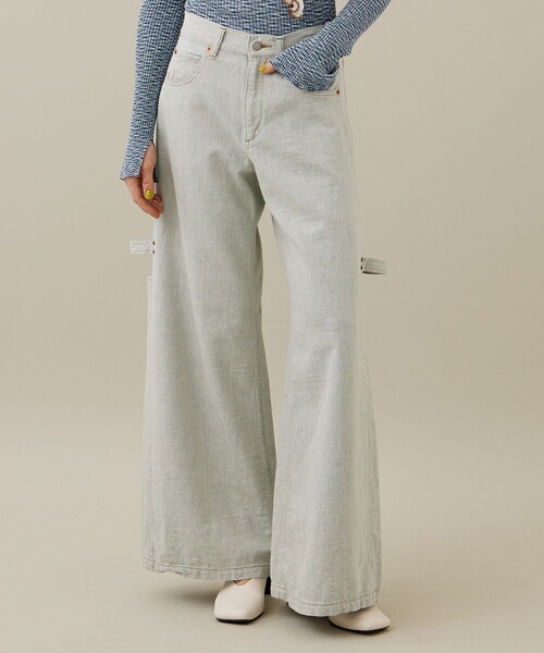 kotohayokozawa（コトハヨコザワ）の「【kotohayokozawa/コトハヨコザワ】パネルドデニムパンツ（デニムパンツ・レディース・ホワイト/インディゴブルー・SMALL/MEDIUM）」の2枚目の写真