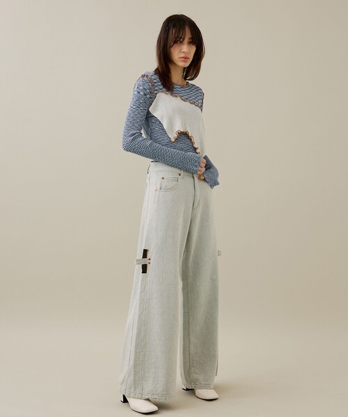 kotohayokozawa（コトハヨコザワ）の「【kotohayokozawa/コトハヨコザワ】パネルドデニムパンツ（デニムパンツ・レディース・ホワイト/インディゴブルー・SMALL/MEDIUM）」の3枚目の写真