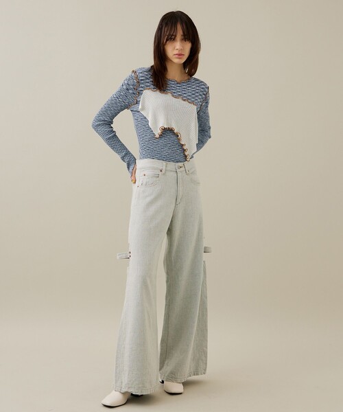 kotohayokozawa（コトハヨコザワ）の「【kotohayokozawa/コトハヨコザワ】パネルドデニムパンツ（デニムパンツ・レディース・ホワイト/インディゴブルー・SMALL/MEDIUM）」の4枚目の写真