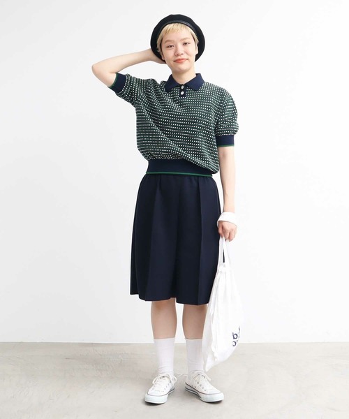 AMBIDEX（アンビデックス）の「ステッチＭＩＸ　JQ　KNIT　POLO（ポロシャツ・レディース・キナリ/ネイビー・FREE）」の4枚目の写真