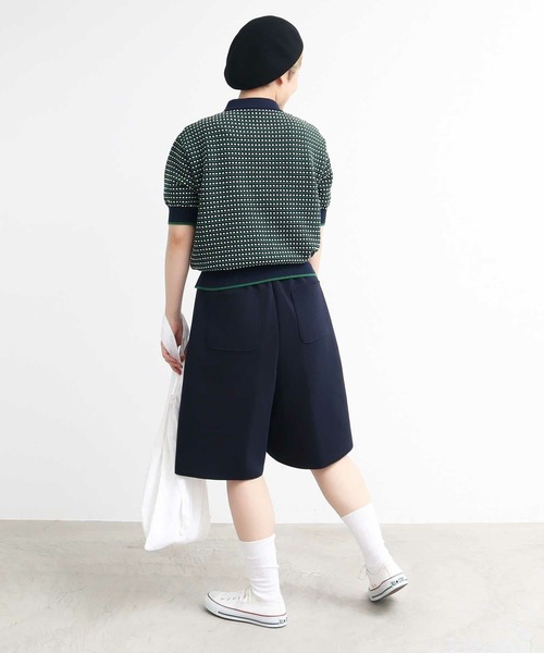 AMBIDEX（アンビデックス）の「ステッチＭＩＸ　JQ　KNIT　POLO（ポロシャツ・レディース・キナリ/ネイビー・FREE）」の6枚目の写真