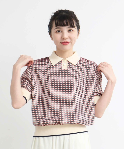 AMBIDEX（アンビデックス）の「ステッチＭＩＸ　JQ　KNIT　POLO（ポロシャツ・レディース・キナリ/ネイビー・FREE）」の9枚目の写真