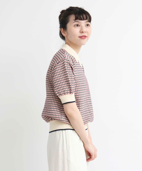 AMBIDEX（アンビデックス）の「ステッチＭＩＸ　JQ　KNIT　POLO（ポロシャツ・レディース・キナリ/ネイビー・FREE）」の10枚目の写真