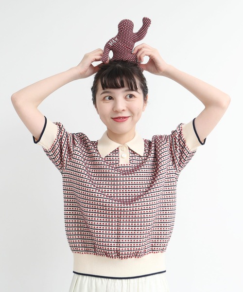 AMBIDEX（アンビデックス）の「ステッチＭＩＸ　JQ　KNIT　POLO（ポロシャツ・レディース・キナリ/ネイビー・FREE）」の12枚目の写真