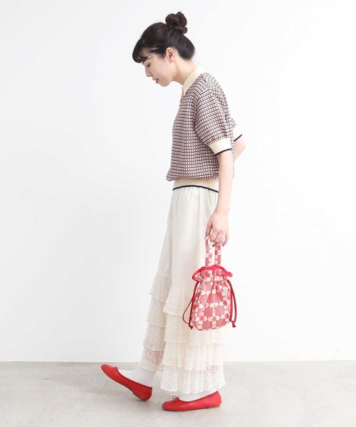 AMBIDEX（アンビデックス）の「ステッチＭＩＸ　JQ　KNIT　POLO（ポロシャツ・レディース・キナリ/ネイビー・FREE）」の14枚目の写真