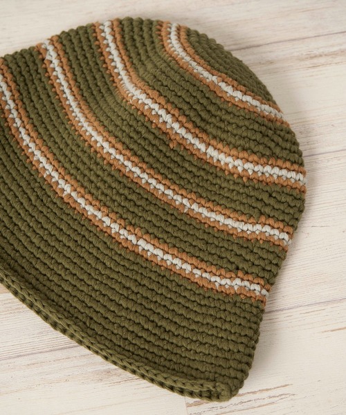 Mighty Shine(マイティシャイン)の「Groovy Knit Hat - Border-【Mighty Shine / マイティシャイン】1233003(ハット・メンズ・ブラック/モスグリーン/ライトグレー・FREE)」の6枚目の写真