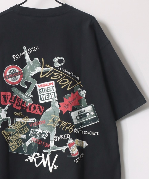 VISION STREET WEAR（ヴィジョンストリートウェア）の「VISION STREET WEAR/ヴィジョンストリートウェア オーバーサイズ バックプリント ロゴ イラスト ワンポイント刺繍 半袖Tシャツ（Tシャツ/カットソー・メンズ・イエロー/ホワイト系その他/ホワイト/ブラック/イエロー系その他/ブラック系その他/チャコール/ホワイト系その他2・M/L/LL）」の7枚目の写真