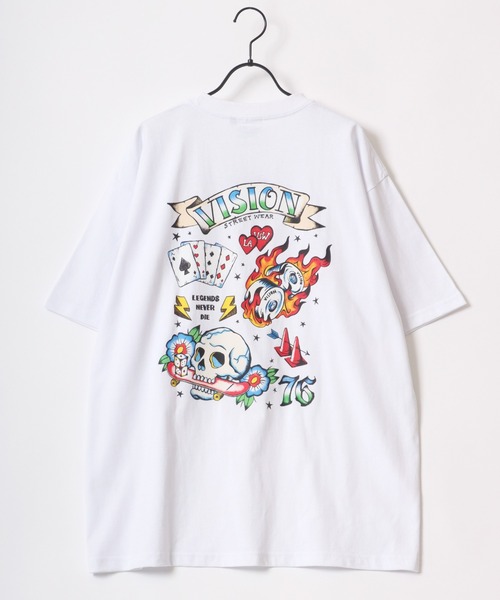 VISION STREET WEAR（ヴィジョンストリートウェア）の「VISION STREET WEAR/ヴィジョンストリートウェア オーバーサイズ バックプリント ロゴ イラスト ワンポイント刺繍 半袖Tシャツ（Tシャツ/カットソー・メンズ・イエロー/ホワイト系その他/ホワイト/ブラック/イエロー系その他/ブラック系その他/チャコール/ホワイト系その他2・M/L/LL）」の11枚目の写真