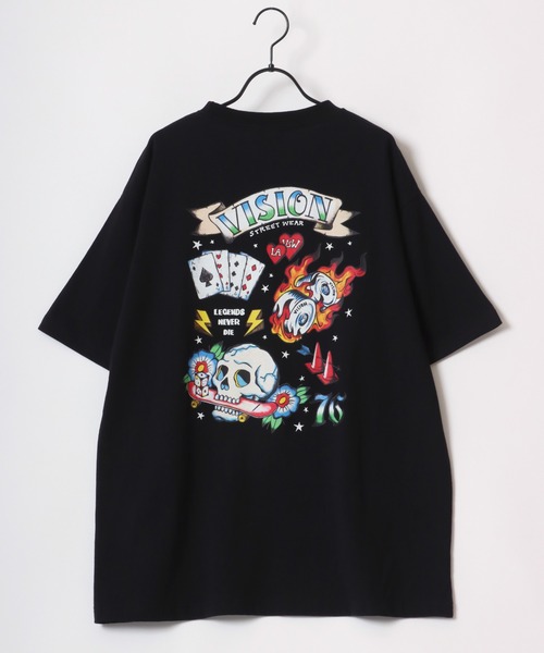 VISION STREET WEAR（ヴィジョンストリートウェア）の「VISION STREET WEAR/ヴィジョンストリートウェア オーバーサイズ バックプリント ロゴ イラスト ワンポイント刺繍 半袖Tシャツ（Tシャツ/カットソー・メンズ・イエロー/ホワイト系その他/ホワイト/ブラック/イエロー系その他/ブラック系その他/チャコール/ホワイト系その他2・M/L/LL）」の15枚目の写真