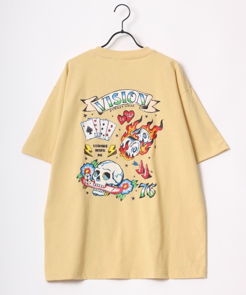 VISION STREET WEAR（ヴィジョンストリートウェア）の「VISION STREET WEAR/ヴィジョンストリートウェア オーバーサイズ バックプリント ロゴ イラスト ワンポイント刺繍 半袖Tシャツ（Tシャツ/カットソー・メンズ・イエロー/ホワイト系その他/ホワイト/ブラック/イエロー系その他/ブラック系その他/チャコール/ホワイト系その他2・M/L/LL）」の19枚目の写真