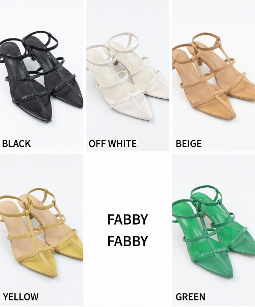 Fabby fabby(ファビィーファビィー)の「ポインテッドストラップピンヒールサンダル(サンダル・レディース・ベージュ/ブラック/グリーン/オフホワイト/イエロー/シルバー・SMALL/MEDIUM/LARGE)」の8枚目の写真