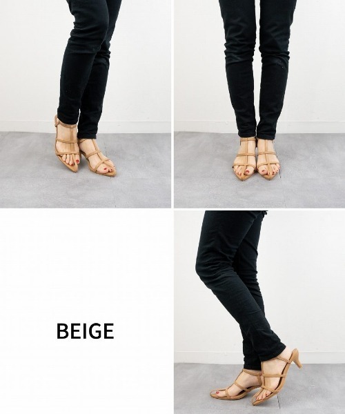 Fabby fabby(ファビィーファビィー)の「ポインテッドストラップピンヒールサンダル(サンダル・レディース・ベージュ/ブラック/グリーン/オフホワイト/イエロー/シルバー・SMALL/MEDIUM/LARGE)」の9枚目の写真