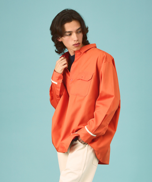 【Dickies/ディッキーズ 】オーバーサイズ 無地 ワンポイントロゴ / ロングスリーブ WIDE WORK SHIRT 18454300 T（シャツ/ブラウス）｜ABAHOUSE（アバハウス） 6,050円