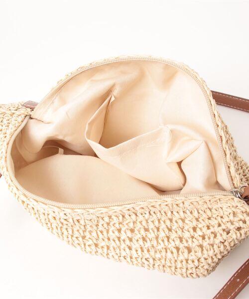 florist（フローリスト）の「【2WAY/軽量】かご編みメッシュ×ポイントレザーのバケツショルダーバッグ/トートバッグ（かごバッグ・レディース・ブラウン/ベージュ・FREE）」の20枚目の写真