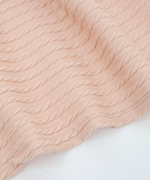 BLUEEAST（ブルーイースト）の「半袖ケーブル柄リボンカーディガン（カーディガン/ボレロ・レディース・ネイビー/ピンク/アイボリー/ブラック/ベージュ・MEDIUM）」の6枚目の写真