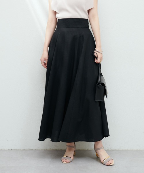 natural couture(ナチュラルクチュール)の「綿麻ハイウエストサーキュラースカート(スカート・レディース・ブラック/ライトベージュ/ブルー/グリーン/ドット・MEDIUM/LARGE)」の10枚目の写真