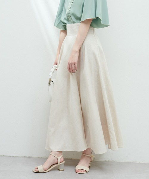 natural couture(ナチュラルクチュール)の「綿麻ハイウエストサーキュラースカート(スカート・レディース・ブラック/ライトベージュ/ブルー/グリーン/ドット・MEDIUM/LARGE)」の18枚目の写真