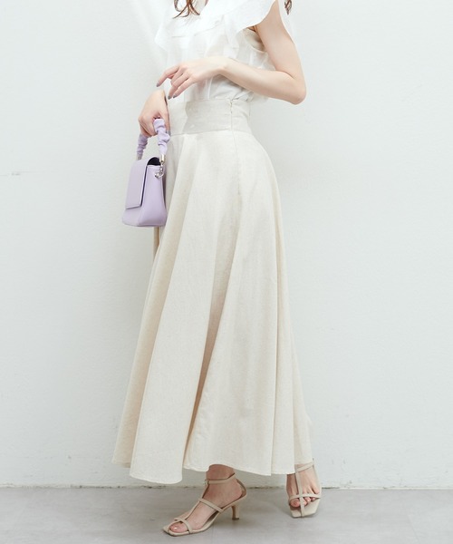 natural couture(ナチュラルクチュール)の「綿麻ハイウエストサーキュラースカート(スカート・レディース・ブラック/ライトベージュ/ブルー/グリーン/ドット・MEDIUM/LARGE)」の21枚目の写真