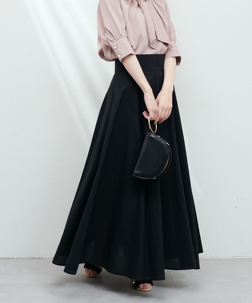 natural couture(ナチュラルクチュール)の「綿麻ハイウエストサーキュラースカート(スカート・レディース・ブラック/ライトベージュ/ブルー/グリーン/ドット・MEDIUM/LARGE)」の16枚目の写真