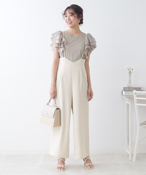 couture brooch(クチュールブローチ)の「◆【新色追加!シンプルインナーでもオシャレ見え。】キャミロンパース(サロペット/オーバーオール・レディース・アイボリー/ブラック/ライトベージュ・38/42/40)」の15枚目の写真