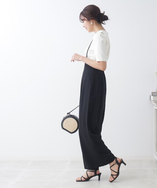 couture brooch(クチュールブローチ)の「◆【新色追加!シンプルインナーでもオシャレ見え。】キャミロンパース(サロペット/オーバーオール・レディース・アイボリー/ブラック/ライトベージュ・38/42/40)」の14枚目の写真