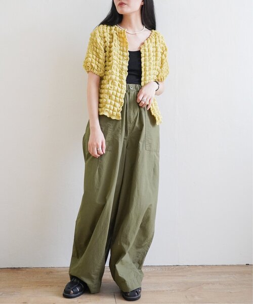 VENCEEXCHANGE（ヴァンスエクスチェンジ）の「ポコポコボリューム半袖カーディガン/ポップコーンカーディガン（Tシャツ/カットソー・レディース・イエロー/オフホワイト/ブラック/パープル・M）」の13枚目の写真