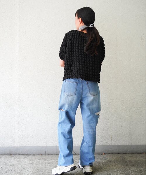 VENCEEXCHANGE（ヴァンスエクスチェンジ）の「ポコポコボリューム半袖カーディガン/ポップコーンカーディガン（Tシャツ/カットソー・レディース・イエロー/オフホワイト/ブラック/パープル・M）」の21枚目の写真