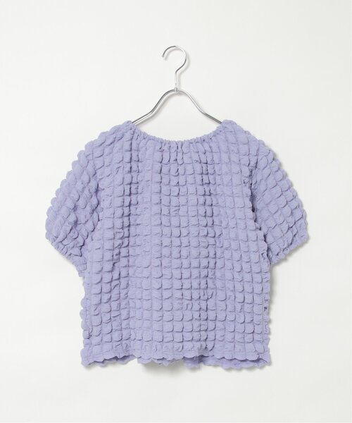 VENCEEXCHANGE（ヴァンスエクスチェンジ）の「ポコポコボリューム半袖カーディガン/ポップコーンカーディガン（Tシャツ/カットソー・レディース・イエロー/オフホワイト/ブラック/パープル・M）」の12枚目の写真