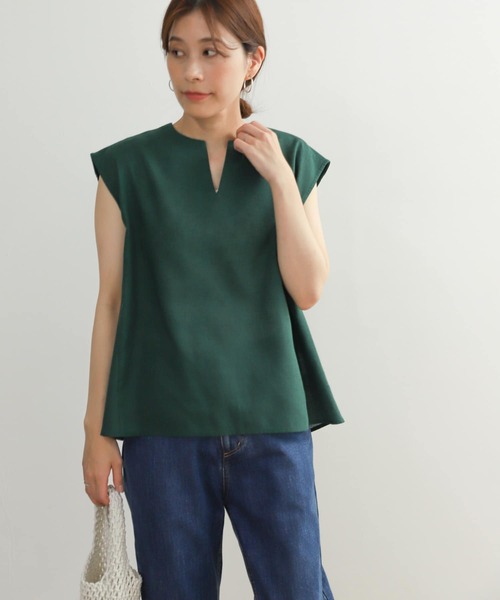 『セットアップ対応』『URTECH高機能リネン』フレンチスリーブブラウス