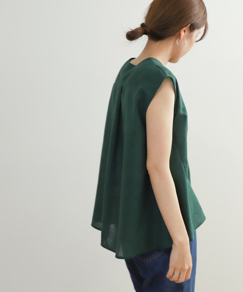 『セットアップ対応』『URTECH高機能リネン』フレンチスリーブブラウス