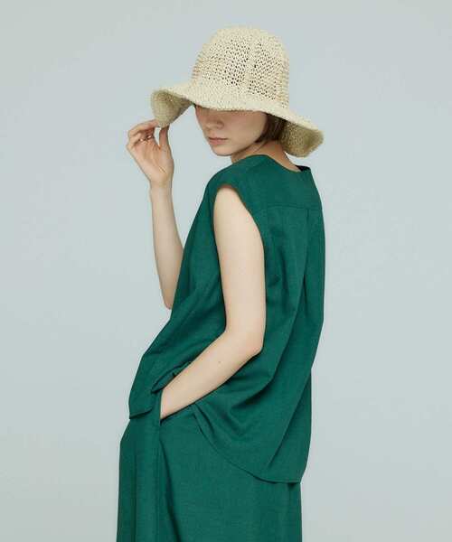 『セットアップ対応』『URTECH高機能リネン』フレンチスリーブブラウス