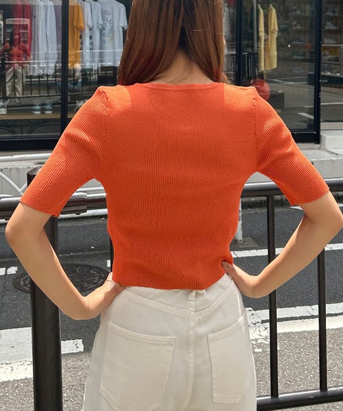 良品✨HERMES ヴィンテージ 半袖ニット 総柄 S レディース オレンジ 1037385854866045_01_6972w.jpeg