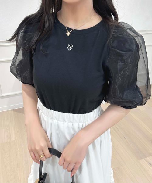 apres jour(アプレジュール)の「刺繍オーガンジーパフスリーブTシャツ【ZOZOTOWN限定アイテム】(Tシャツ/カットソー・レディース・ブラック/ピンクベージュ/オフホワイト・フリー/X-LARGE)」の10枚目の写真