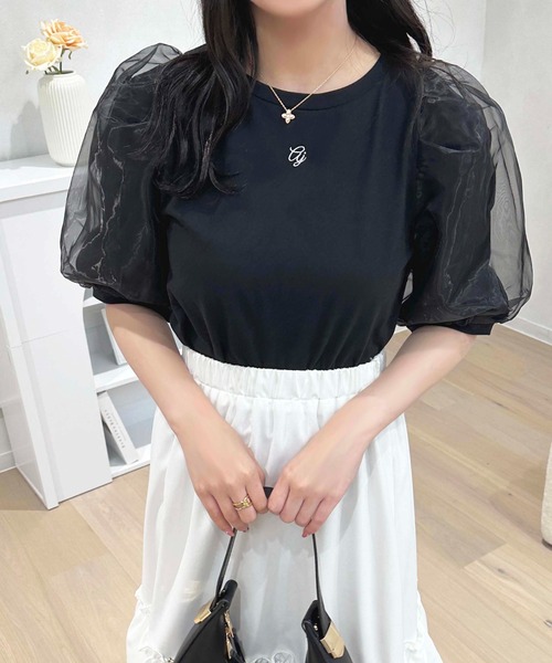 apres jour(アプレジュール)の「刺繍オーガンジーパフスリーブTシャツ【ZOZOTOWN限定アイテム】(Tシャツ/カットソー・レディース・ブラック/ピンクベージュ/オフホワイト・フリー/X-LARGE)」の14枚目の写真