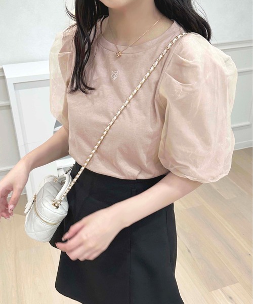 apres jour(アプレジュール)の「刺繍オーガンジーパフスリーブTシャツ【ZOZOTOWN限定アイテム】(Tシャツ/カットソー・レディース・ブラック/ピンクベージュ/オフホワイト・フリー/X-LARGE)」の19枚目の写真