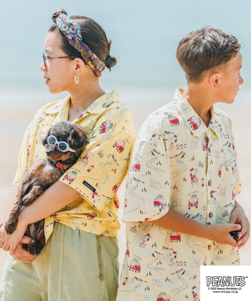 PEANUTS（ピーナッツ）の「PEANUTS ｽﾇｰﾋﾟｰ/ﾌｫﾙｸｽﾜｰｹﾞﾝ ﾀﾞﾌﾞﾙﾈｰﾑｺﾗﾎﾞ　親子お揃いで着れるアロハシャツ　ｷｯｽﾞ（シャツ/ブラウス・キッズ・ナチュラル/イエロー/ブルー・110/120/130）」の7枚目の写真