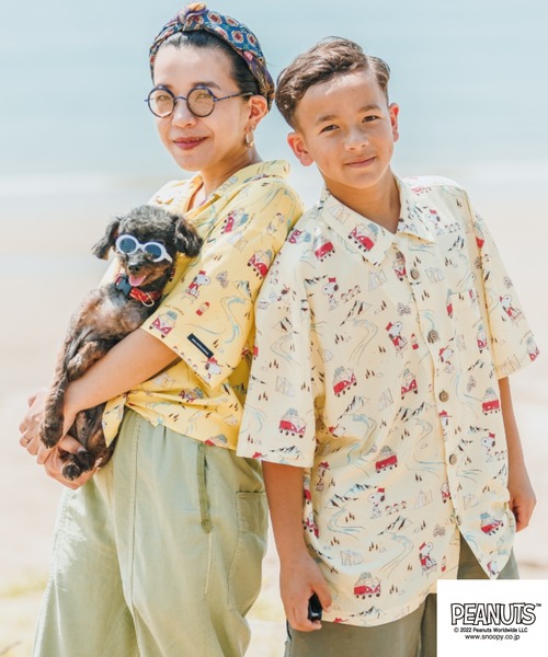 PEANUTS（ピーナッツ）の「PEANUTS ｽﾇｰﾋﾟｰ/ﾌｫﾙｸｽﾜｰｹﾞﾝ ﾀﾞﾌﾞﾙﾈｰﾑｺﾗﾎﾞ　親子お揃いで着れるアロハシャツ　ｷｯｽﾞ（シャツ/ブラウス・キッズ・ナチュラル/イエロー/ブルー・110/120/130）」の18枚目の写真