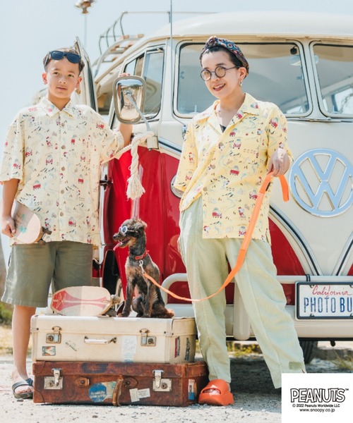 PEANUTS（ピーナッツ）の「PEANUTS ｽﾇｰﾋﾟｰ/ﾌｫﾙｸｽﾜｰｹﾞﾝ ﾀﾞﾌﾞﾙﾈｰﾑｺﾗﾎﾞ　親子お揃いで着れるアロハシャツ　ｷｯｽﾞ（シャツ/ブラウス・キッズ・ナチュラル/イエロー/ブルー・110/120/130）」の12枚目の写真