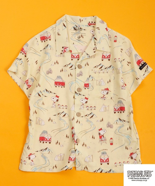 PEANUTS（ピーナッツ）の「PEANUTS ｽﾇｰﾋﾟｰ/ﾌｫﾙｸｽﾜｰｹﾞﾝ ﾀﾞﾌﾞﾙﾈｰﾑｺﾗﾎﾞ　親子お揃いで着れるアロハシャツ　ｷｯｽﾞ（シャツ/ブラウス・キッズ・ナチュラル/イエロー/ブルー・110/120/130）」の22枚目の写真