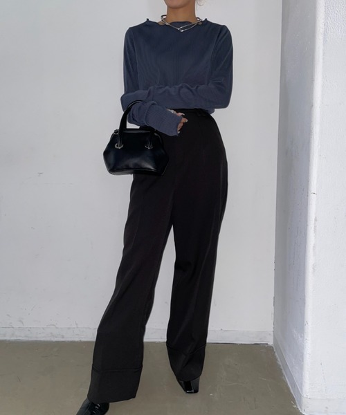 AIC.（エーアイシー）の「配色リブメロートップス（Tシャツ/カットソー・レディース・ブラック/ブルー/ベージュ/ライトグレー・FREE）」の16枚目の写真