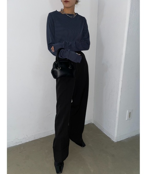 AIC.（エーアイシー）の「配色リブメロートップス（Tシャツ/カットソー・レディース・ブラック/ブルー/ベージュ/ライトグレー・FREE）」の17枚目の写真