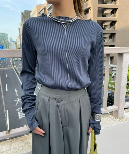 AIC.（エーアイシー）の「配色リブメロートップス（Tシャツ/カットソー・レディース・ブラック/ブルー/ベージュ/ライトグレー・FREE）」の18枚目の写真