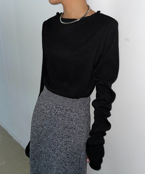 AIC.（エーアイシー）の「配色リブメロートップス（Tシャツ/カットソー・レディース・ブラック/ブルー/ベージュ/ライトグレー・FREE）」の5枚目の写真